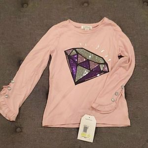Flapdoodles Light Pink Long Sleeve Diamond Seq. Sh